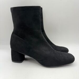 UniLady Swing-T Black Faux Suede Block Heel Ankle Boots Womens Size 11